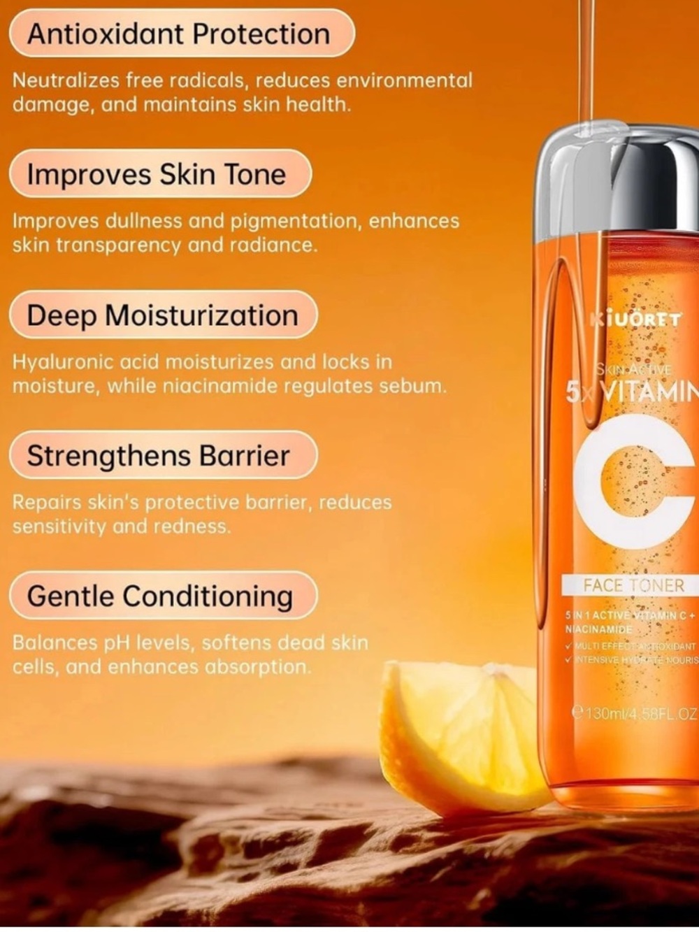 Sadoer 5X Vitamin C Brightening Face Toner NIB - Picture 3 of 3